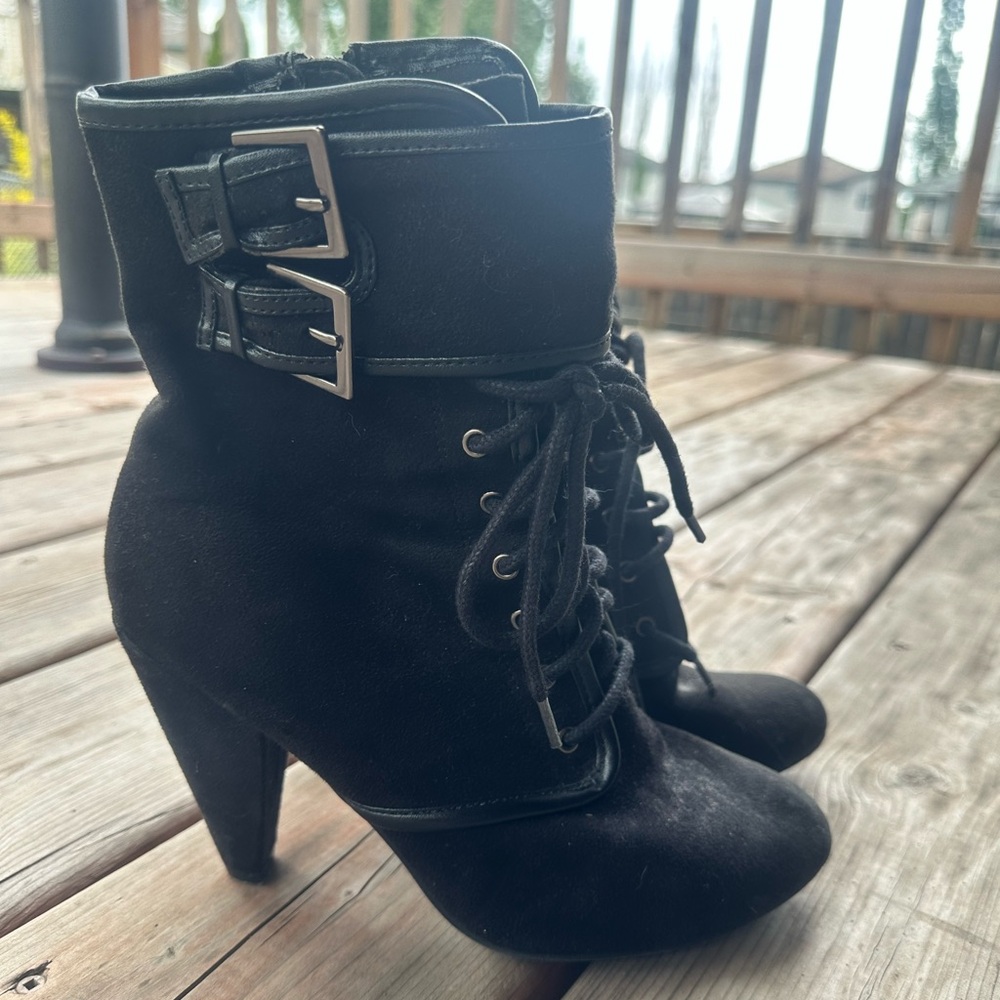 Black buckled booties